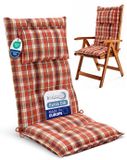 Beautissu HighLux HL Coussin de jardin coussin d'assise à dossier haut 120x50cm Set de 6 coussins de chaise pour chaises de jardin 7cm d'épaisseur à carreaux orange-rouge-vert