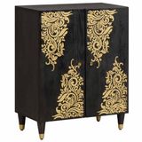 vidaXL Dressoir Zwart 60 x 33 x 75 cm Massief Mango Hout