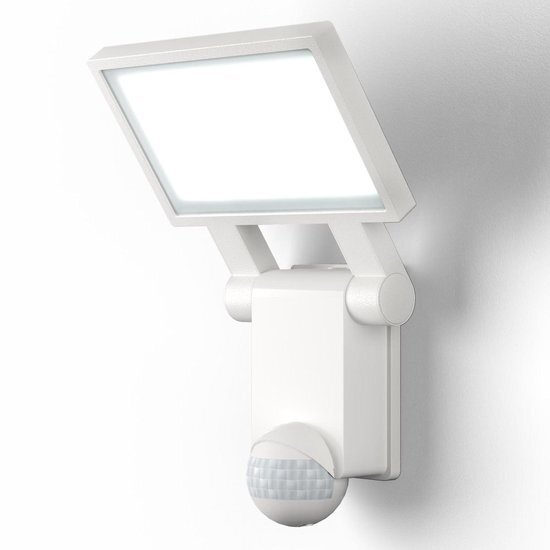 B.K.Licht LED buitenschijnwerper schijnwerper buitenlamp wandlamp lamp buitenwand in wit bewegingssensor schemersensor incl. 20W LED module 2000LM