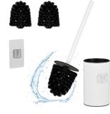 Merkloos Relaxdays Toiletborstel om op te plakken, 40,5 x 9 x 10 cm, wc-borstel, roestvrij staal, kunststof, wit