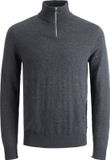 JACK&JONES JJEEMIL KNIT HALF ZIP NOOS JNR Jongens Truien Dark Grey Melange Katoen/Viscose/Polyamide Maat 164