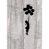 Homemania Muurfoto, Banksy Ballonnen, Decoratie, Digitale Print, Hout, Katoen, 70 x 100 x 3 cm