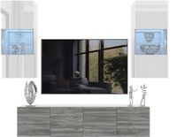 B BELINI GROUP BELINI Wandmeubel Milano 7 200 cm Wit Hoogglans/Grijs Mat