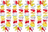 Boland Hawaii krans/slinger - 4x - Tropische/zomerse kleuren mix - Bloemen hals slingers