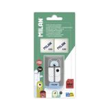 Milan Blister Pack Gomme avec Taille-crayon Compact Alien + 2 Gommes de Remplacement
