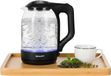 MARADO Elektrische waterkoker draadloos, model MA-0806, glazen behuizing, 1,7 liter, 1500W, zwart