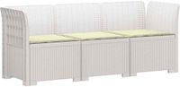 vidaXL 3-zits tuinbank met kussens, rattan look, PP, wit