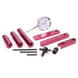 Pinion diepte instelling gereedschap, wijzerplaatindicator, adapters/standaard, aluminium, rood geanodiseerd, elk