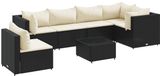 vidaXL 7-delige Loungeset met kussens poly rattan zwart