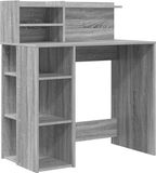 vidaXL Bureau Grijs Sonoma Bewerkt Hout 90 x 48 x 101,5 cm