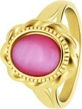 Lucardi Dames vintage ring met bloem roze – Maat 47 – 15mm - Ring - Cadeau - Staal goldplated - Goudkleurig