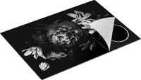 Chefcare Inductie Beschermer Bloemen Zwart Wit 75x50cm