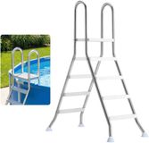 VEVOR Roestvrijstalen Zwembadladder, 150 Kg Draagvermogen, A-Frame Instapladder, 3 Antislip Treden, Zilver/Wit