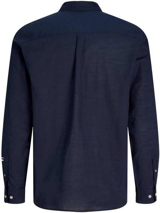 JACK&JONES JJHENRY SLUB DETAIL SHIRT LS Heren Overhemd Lange Mouw Katoen Navy Blazer L