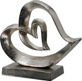 Gilde Handwerk - Beeld - Sculptuur - Hart - Aluminium - Zilverkleur - 10.5x29x24.5cm