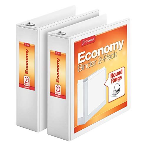 Cardinal Economy 3 Ring Binder - 7.5cm - White - 2 Pack
