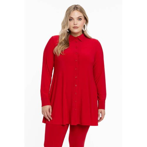 Yoek blouse DOLCE - Rood - Travelstof