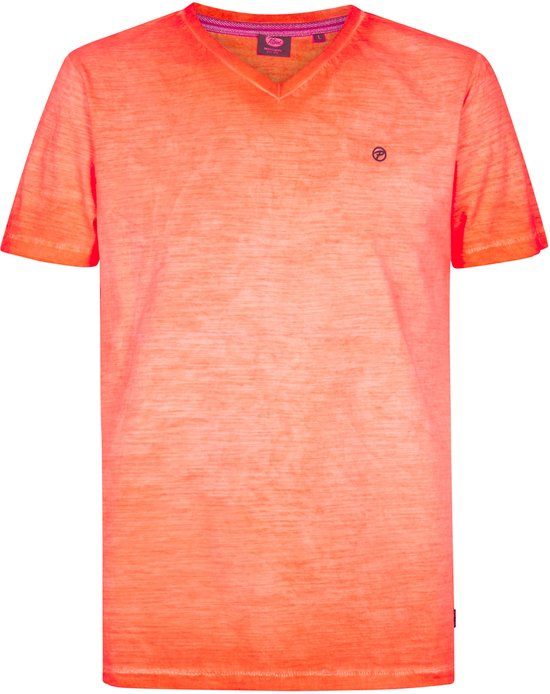 Petrol Industries Heren T-shirt met V-hals PolarisSur - Fiery Coral - Maat XXL