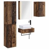 vidaXL Badkamermeubel Set 5 stuks Oud hout Bewerkt hout en glas