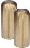 Bellatio Design Bloemenvaas - 2x - metallic goud - glas - D10 x H25 cm