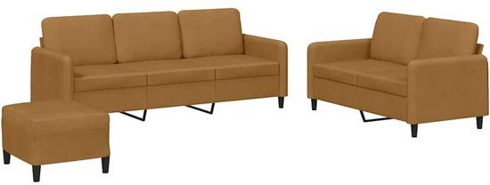 vidaXL 3-delige Loungeset fluweel bruin