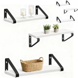 Merkloos Relaxdays Wandplank - set van 6 - 30, 35, 40 cm - wit
