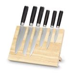ECHTWERK Damastmessenset, 7-delig, koksmes, broodmes, fileermes, Santoku-mes, universeel mes, schilmes, magnetisch messenblok