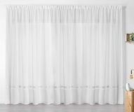 Linder 0360/10/343 gordijn, lang, eikenlook, plooiband, 420 x 240 cm, wit