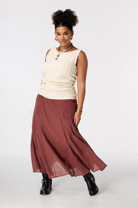 MS Mode Rok Maxi Midden bruin Katoen