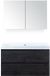 BES LED Maxx XL Badmeubelset 100 cm - Black Oak - Wastafel Just Zonder Kraangat met Spiegelkast