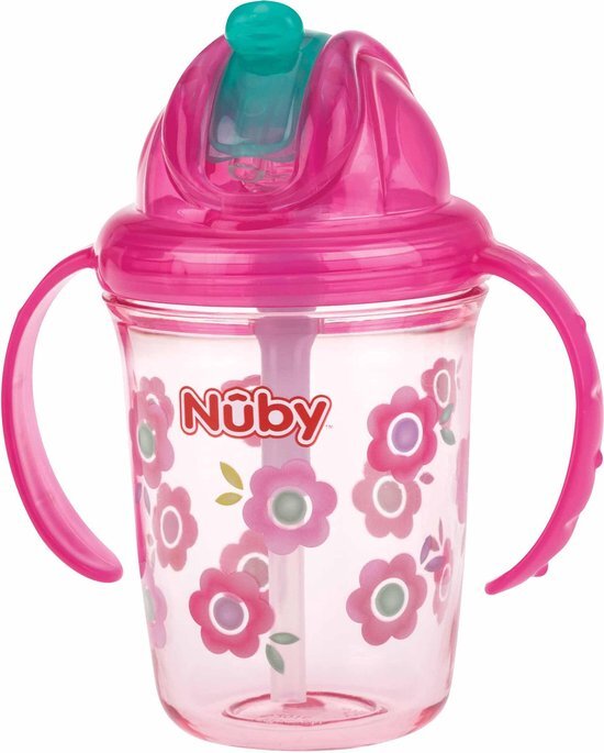 Nuby Nûby 360° Tritan drinkrietbeker 240 ml in roze