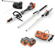 FUXTEC FX-E2MTSET Batterie multitool 40V avec 2 batteries et chargeur set 3-en-1 | Coupe-herbe, débroussailleuse, taille-haie et tête de tronçonneuse