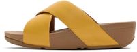 FitFlop Lulu Cross Slide Sandals Leather Dames Sandalen - Geel