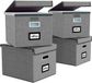 Boîte de rangement en tissu - Avec couvercle - Pliable - Pour dossiers suspendus - gris foncé