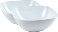 PlasticForte Serveerschaal/saladeschaal - 2x stuks - D28 x H11 cm - kunststof - wit - vierkant