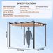 Pergola extensible - Auvent extérieur - Toile d'ombrage - Cadre en aluminium - Protection UV50+ - Gris - 3x3 mètres