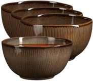 Mica Decorations Soepkom Nusa - 12x - bruin - 7 x 12 cm - keramiek - kommetjes/schaaltjes - 500 ml