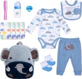 Bol Baby Doll Clothing Set - Reborn Doll Outfit - Doll Dressing - Including Backpack - 17-22 Inch Dolls - Bleu