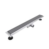 Fortifura Galeria douchegoot - 180cm - gesloten rooster - vloerflens - PVD - geborsteld gunmetal (antraciet)