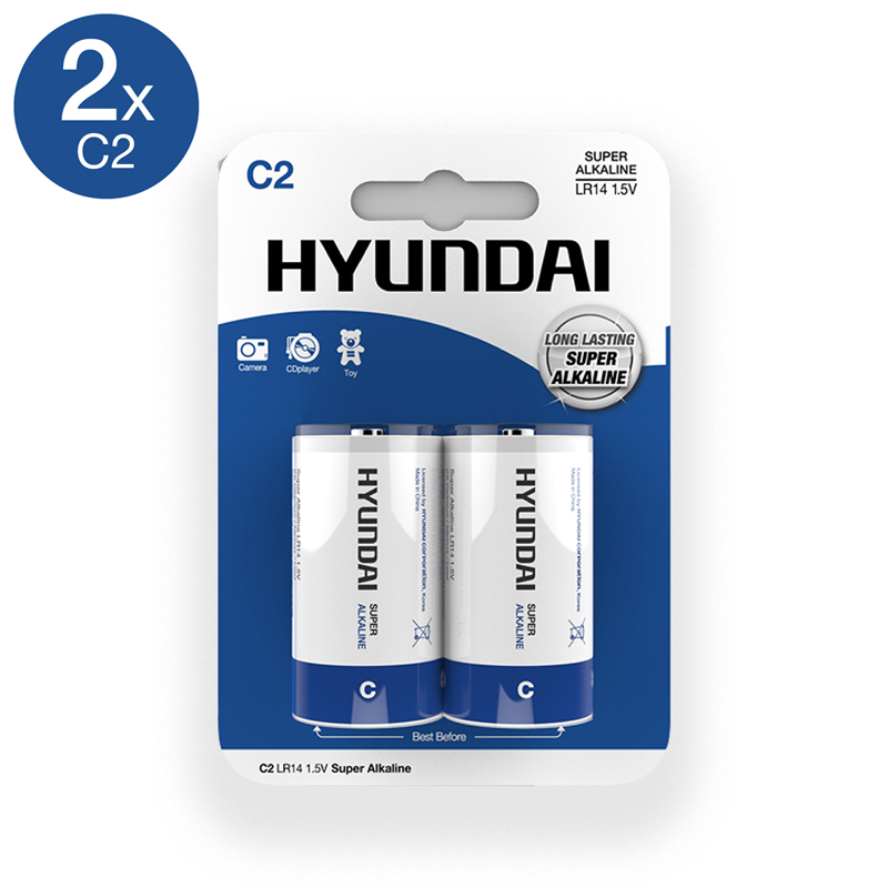Hyundai Super Alkaline C-Batterijen - 2 Stuks