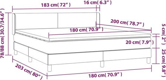 vidaXL Boxspring met matras stof taupe 180x200 cm
