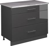 Vicco Keukenonderkast Fame-Line, Antraciet Hoogglans/Antraciet, 100 cm