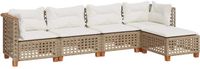 vidaXL 5-delige Loungeset met Kussens, Poly Rattan, Beige