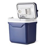 Amazon Basics Elektrische Koelbox, koelkast met Koel- en Verwarmingsfunctie, 12 V DC/230 V AC voor Gebruik in Voertuig/Thuis, 24 Liter, Blauw