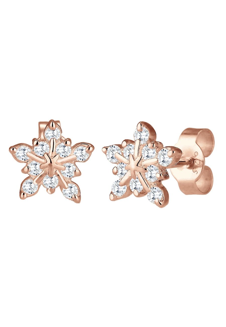 Elli Elli Earrings Women Snowflake Motif Playful with Cubic Zirconia in 925 Sterling Silver