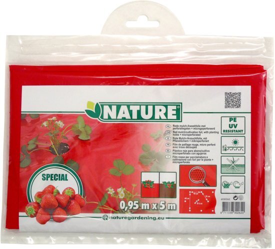 Nature Kweekfolie Aardbei - Groeifolie Gronddoek - 0.95x5 m Rood Anti-Uv