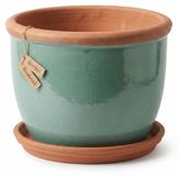 Pot en Céramique avec Soucoupe Résistante au Gel pour Extérieur