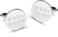 Zilveren Ronde Manchetknopen Mr & Mrs - Staal