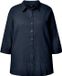 Ulla Popken - Dames - Blouse bubble-kwaliteit overhemdkraag 3/4-mouwen - Marine - Maat 42+