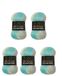 Moonlight Wollbiene Moonlight Glitter Batik Simli Breiwol, 5 x 100 g, 500 gram voor Breien en Haken, 20% Wol, Metallic, Turks, Kleurverloop, Glitter (4050 Turquoise, Grijs, Beige)